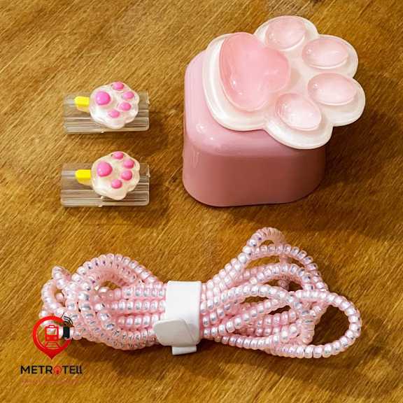 ست محافظ شارژر آیفون 20 وات طرح پنجه گربه
